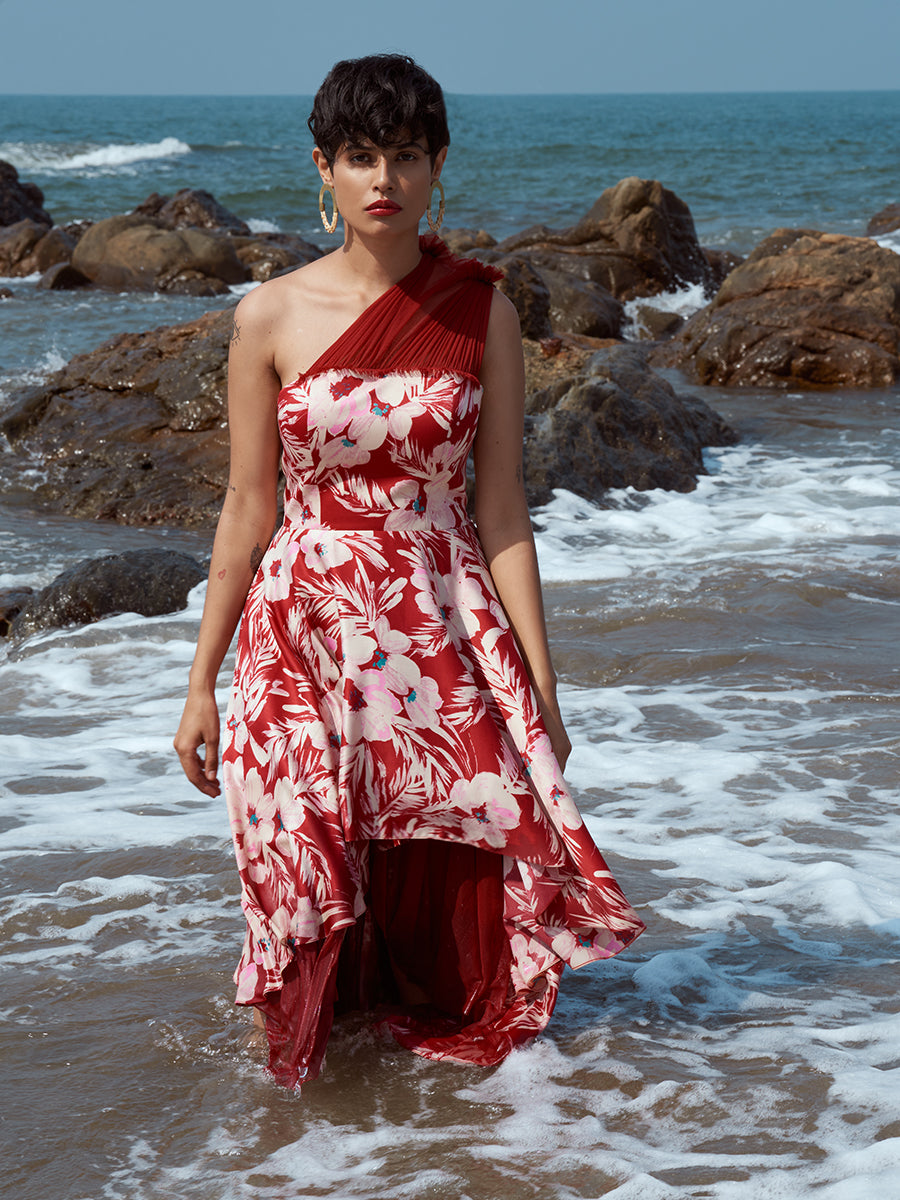 Lipsy vip print clearance one shoulder maxi dress