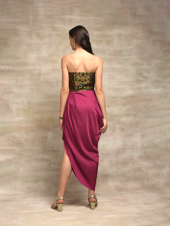 Silk Kimkhab & Satin Drape Dress