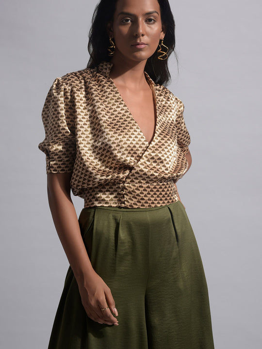 Sepia Hues Silk Top